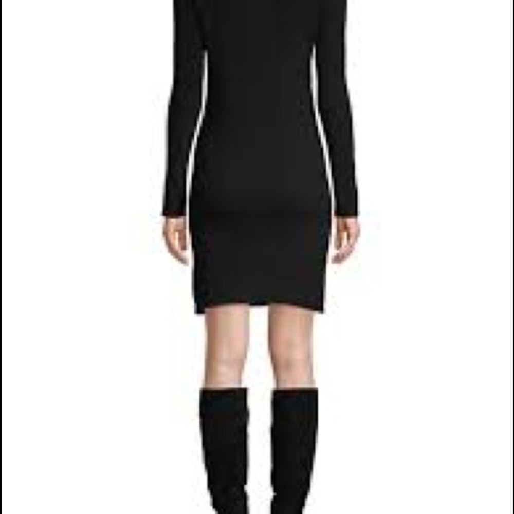 Qi Cashmere Black Ribbed Turtleneck Sweater Dress- Size XS
